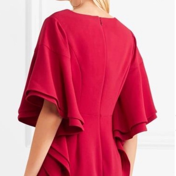 HALSTON Heritage  V-neck Flounce Sleeve Crepe Dress Size 0 - Picture 8 of 17